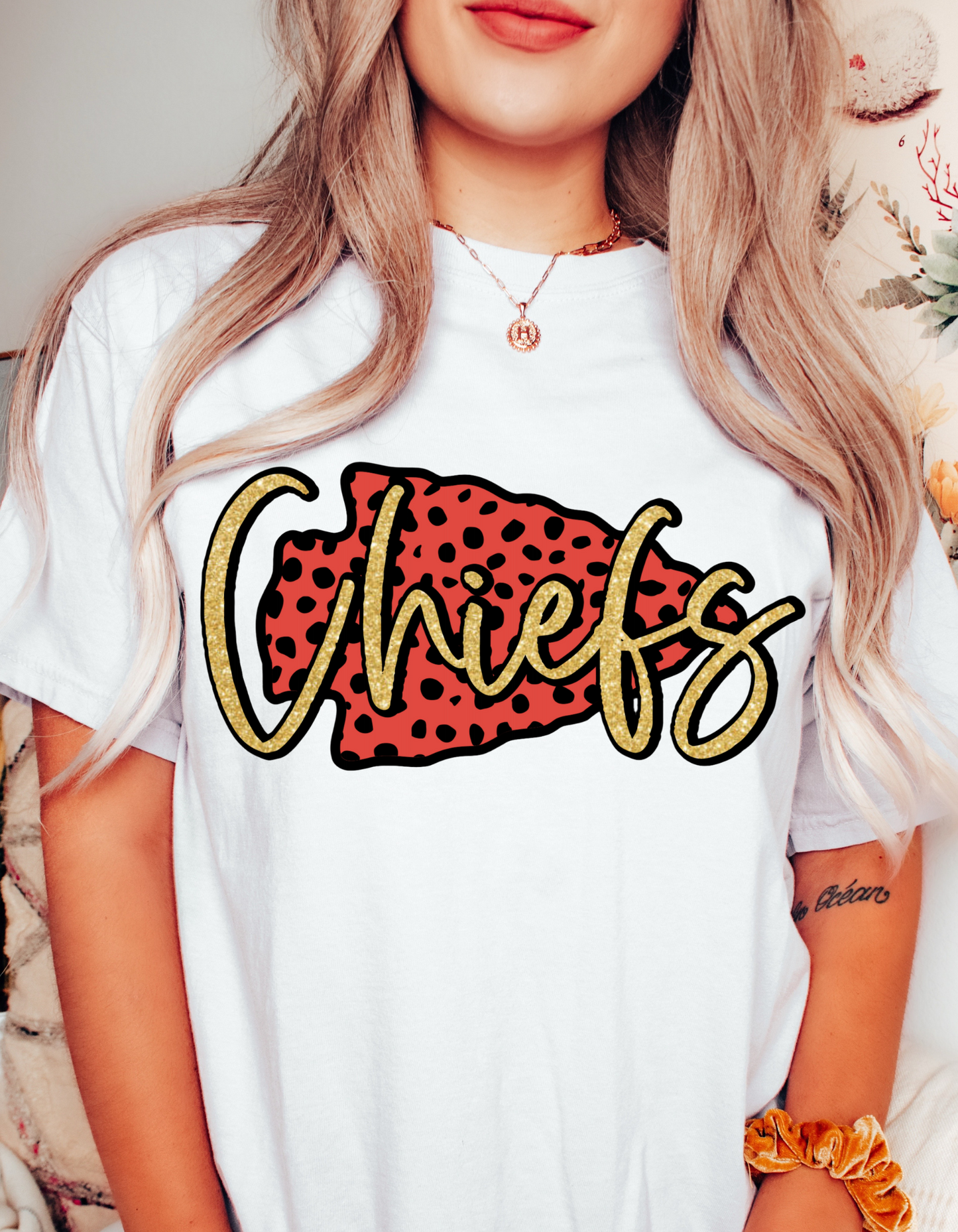 Faux Glitter Chiefs Arrowhead - DTF CLEAR FILM TRANSFER