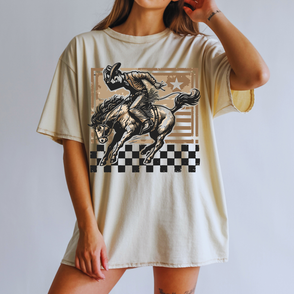 CHECKERED COWBOY WESTERN DTF TRANSFER