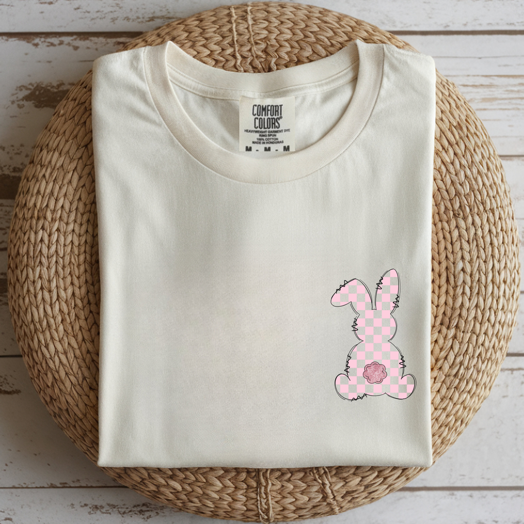 PINK CHECKERED BUNNY DTF TRANSFER