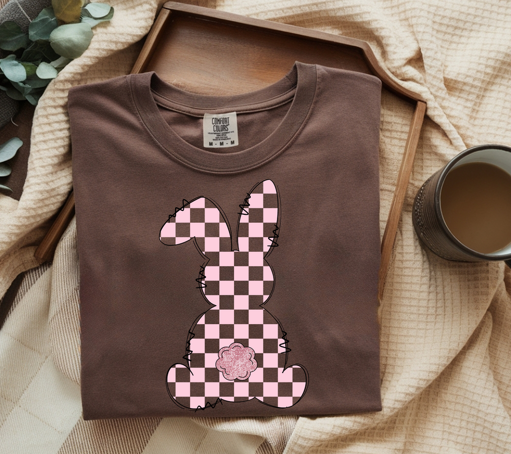 PINK CHECKERED BUNNY DTF TRANSFER