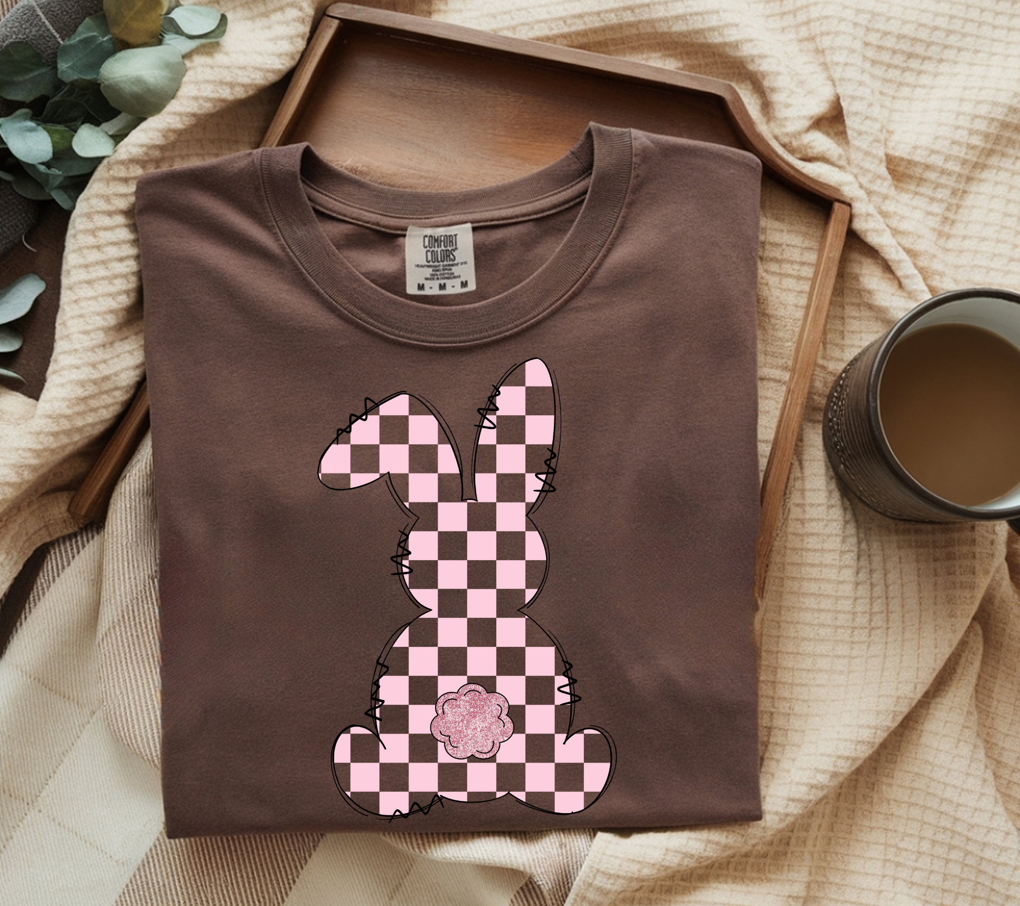 PINK CHECKERED BUNNY DTF TRANSFER