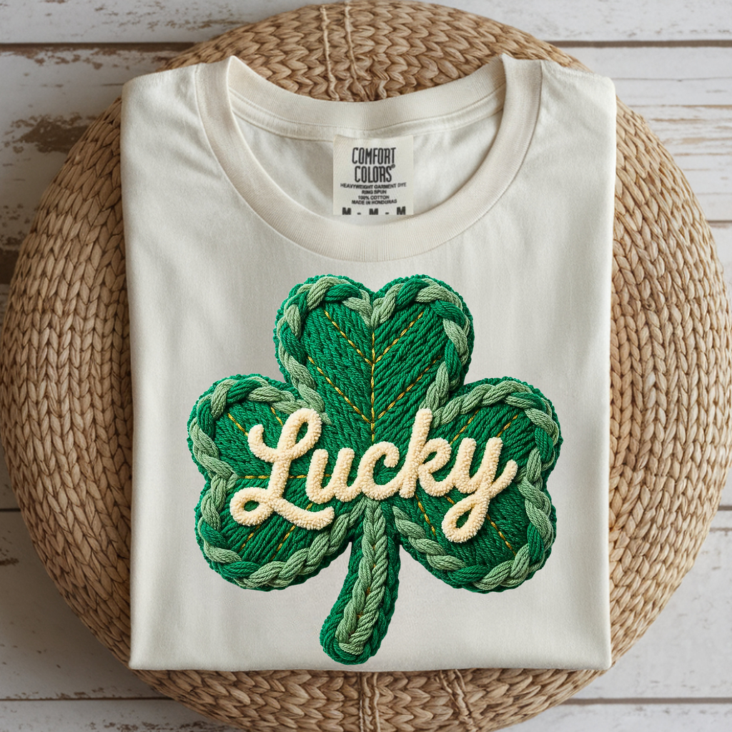 FAUX YARN LUCKY CLOVER DTF TRANSFER
