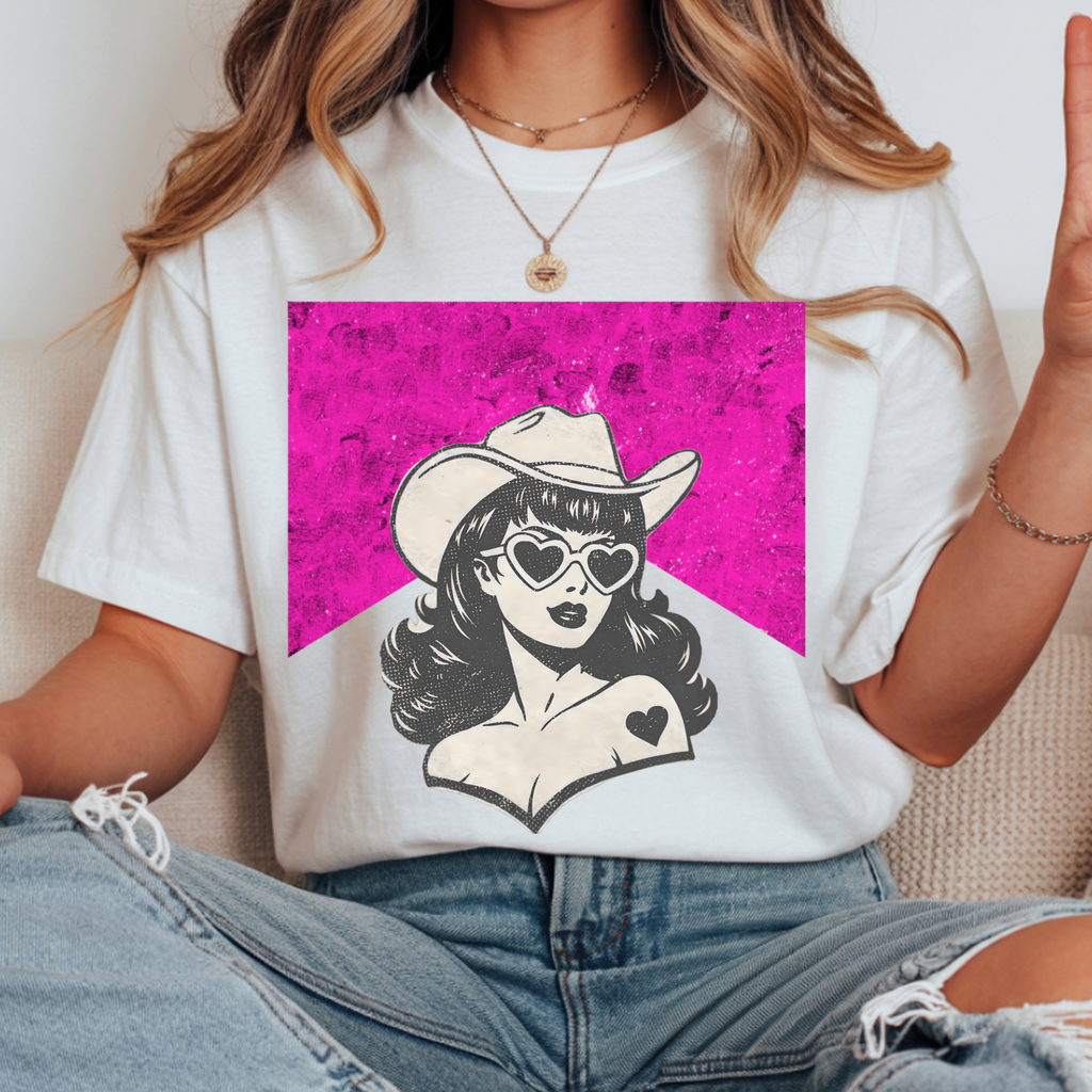 PINK COWGIRL WESTERN DTF TRANSFER