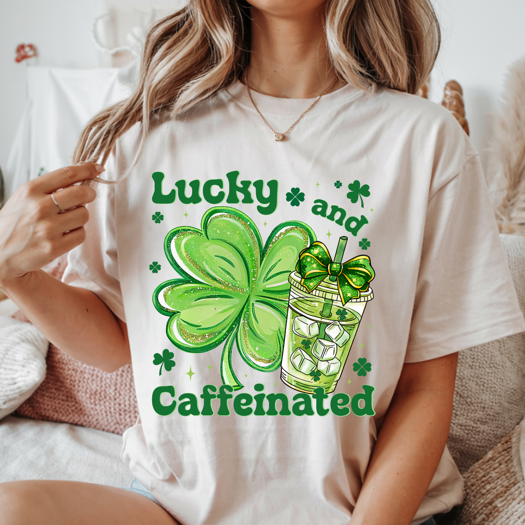 LUCKY AND CAFFEINATED DTF TRANSFER