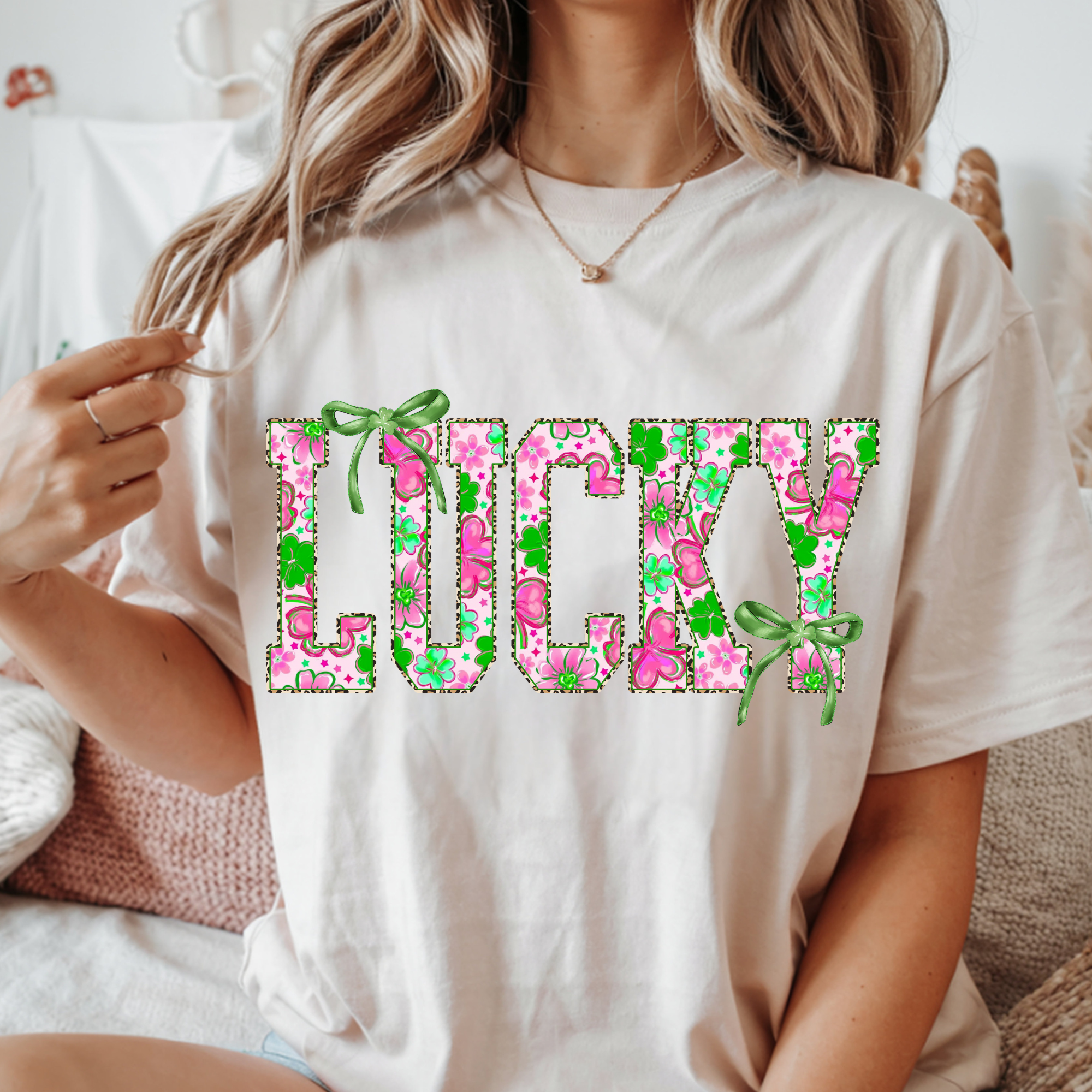GREEN & PINK LUCKY DTF TRANSFER