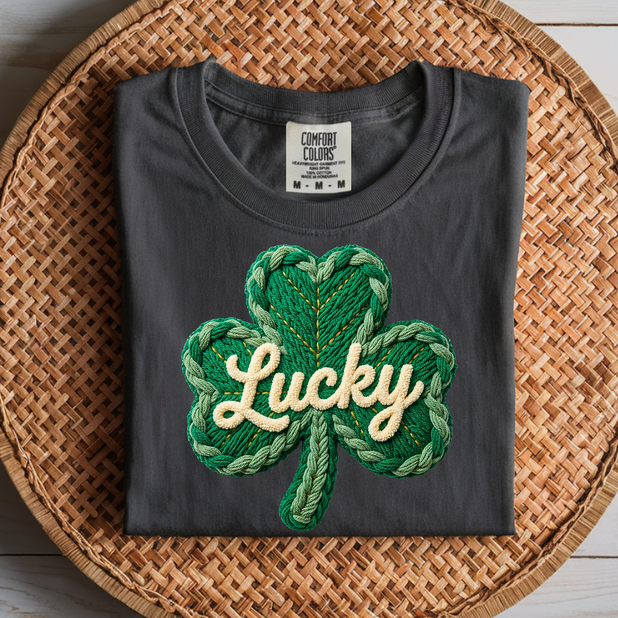 FAUX YARN LUCKY CLOVER DTF TRANSFER