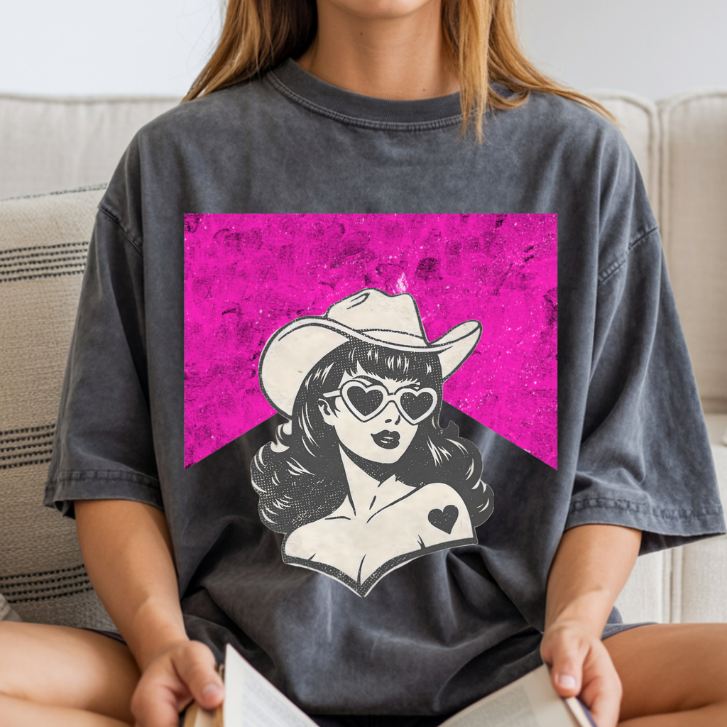 PINK COWGIRL WESTERN DTF TRANSFER