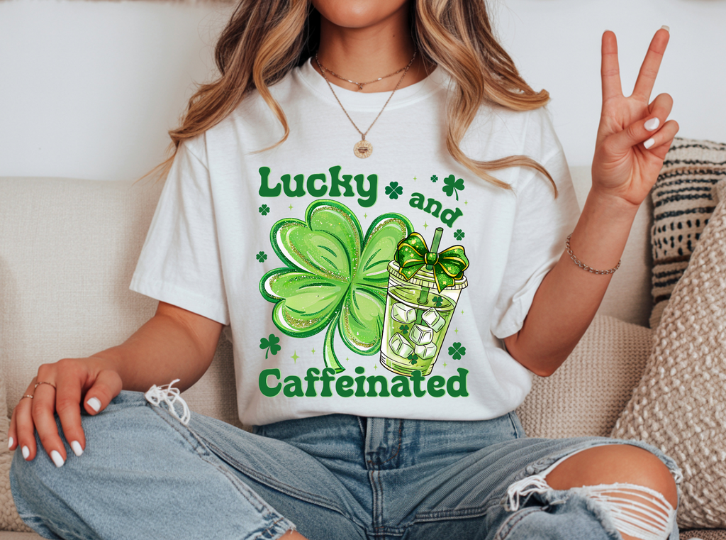 LUCKY AND CAFFEINATED DTF TRANSFER