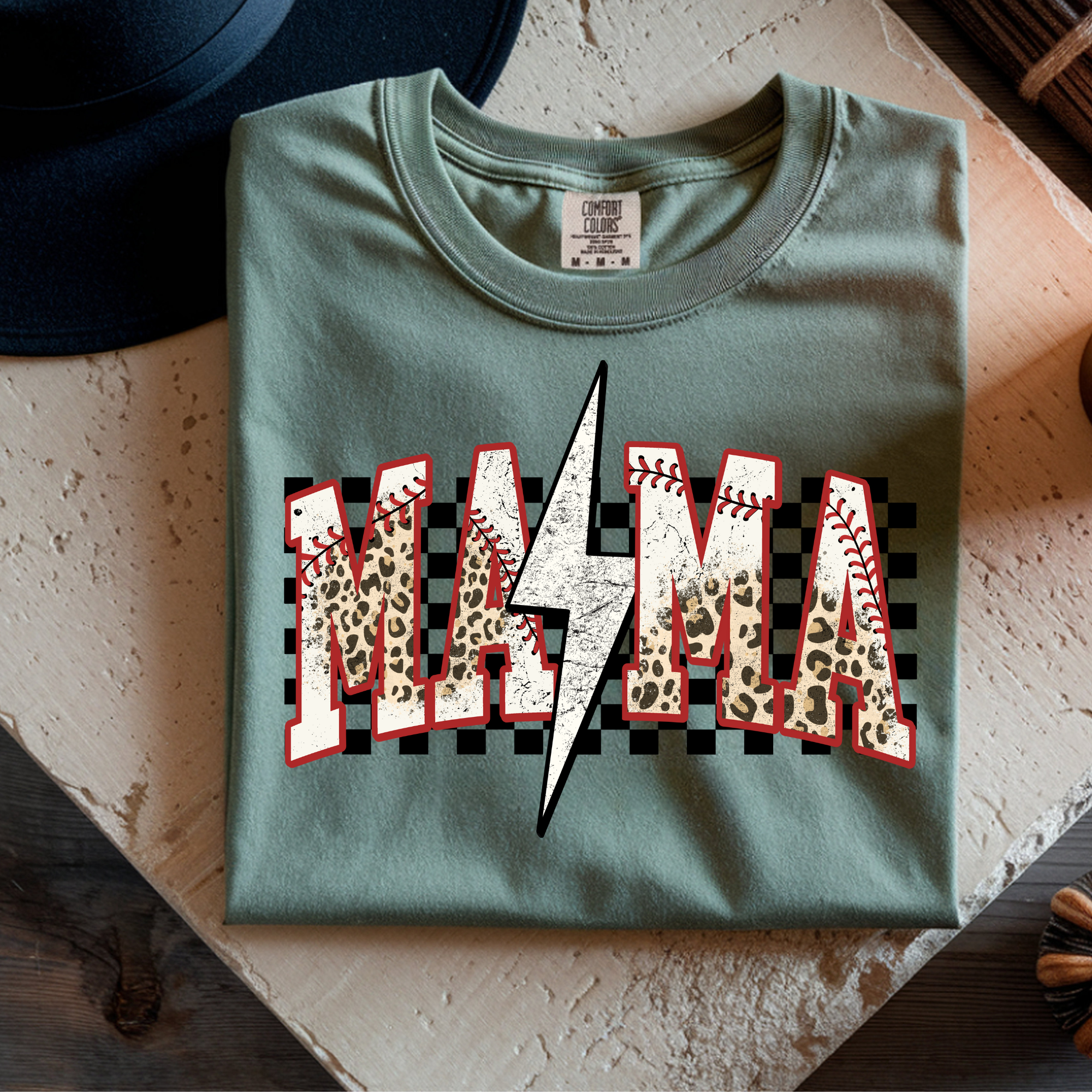 CHECKERED LEOPARD MAMA BASEBALL DTF TRANSFER