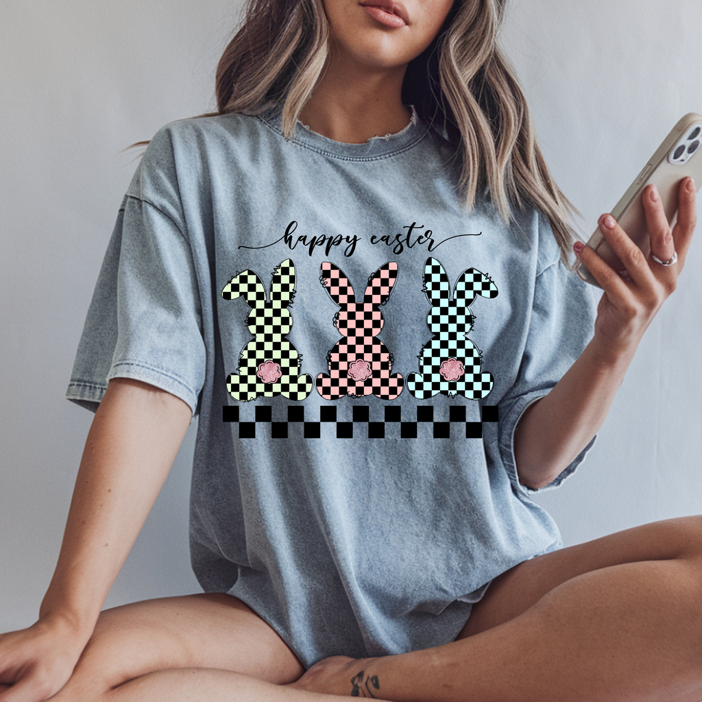 CHECKERED BUNNIES SPRING DTF TRANSFER